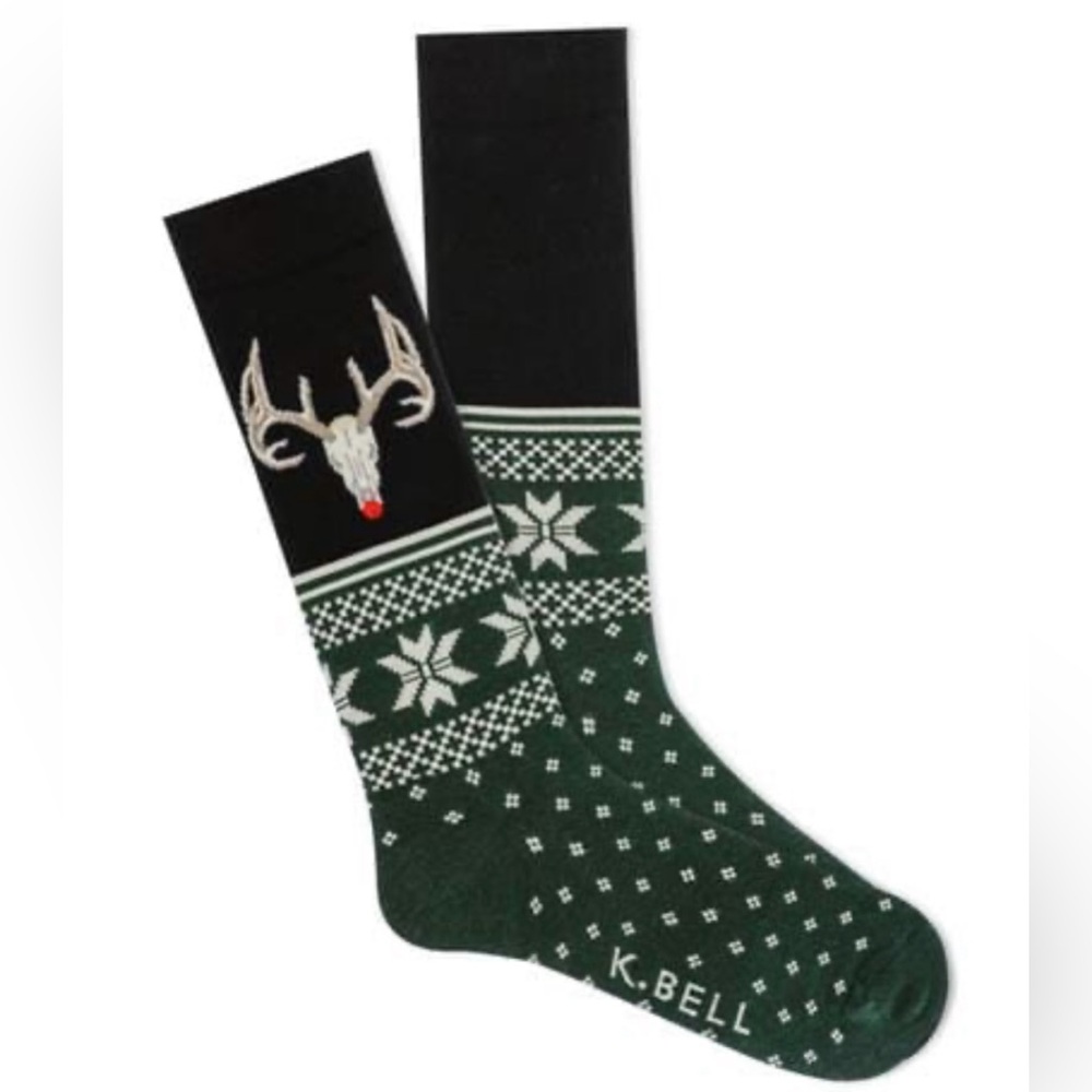 K. Bell Rudolph Fairisle Men's Crew Socks Holiday